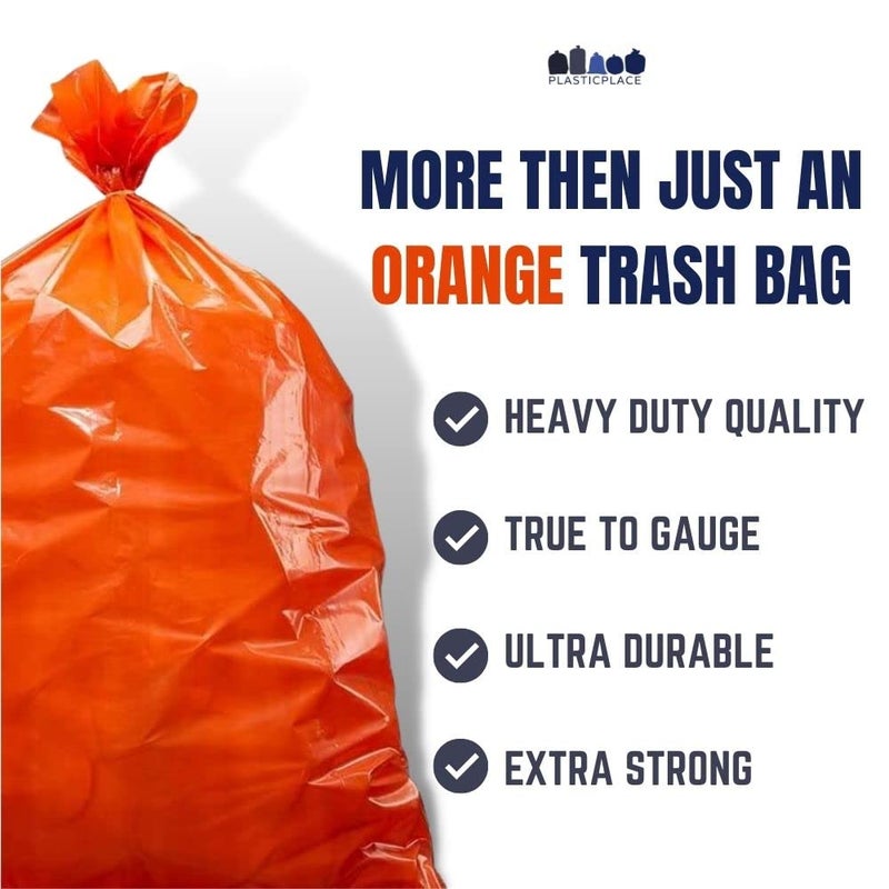 Plasticplace 55-60 gallon Trash Bags â”‚ 1.2 Mil â”‚ Orange Heavy Duty Garbage Can Liners â”‚ 38â€ x 58â€ (50 Count) - Image 3
